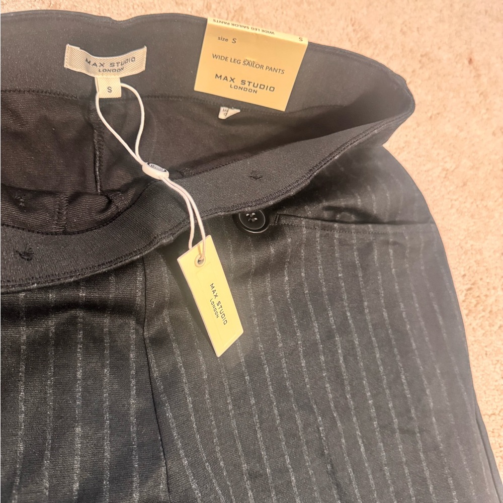 Max Studio High Rise Full Length Wide Leg Sailor Pants - Picture 5 of 7